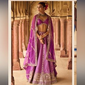 Lashkaraa Purple Embroidered Brocade Lehenga